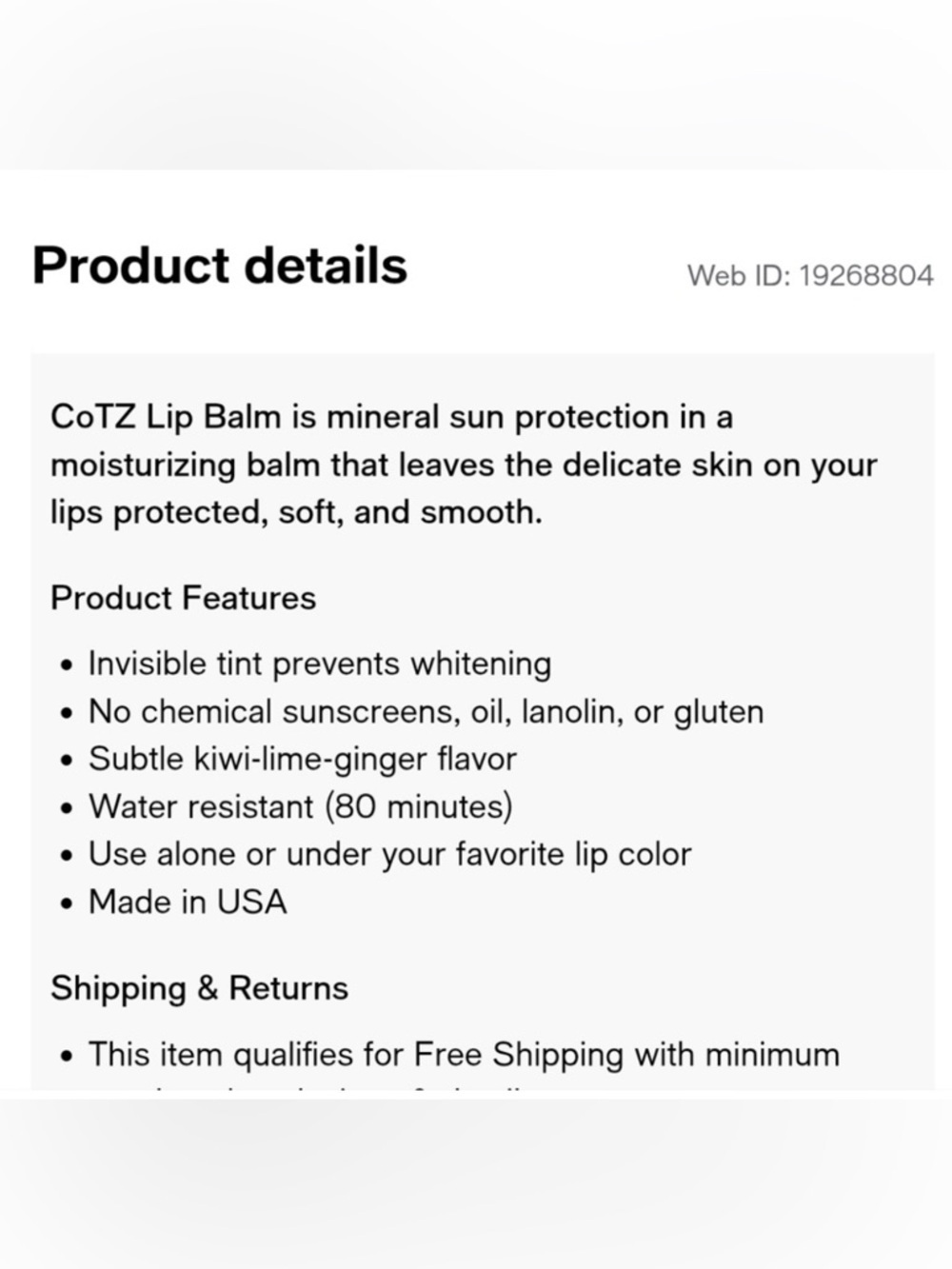 Cotz Mineral Suncreen Lip Balm- Set of 2 - Picture 2 of 3